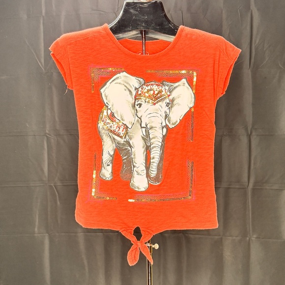 Kids Elephant Graphic T-Shirt - Coral Red - Picture 1 of 10